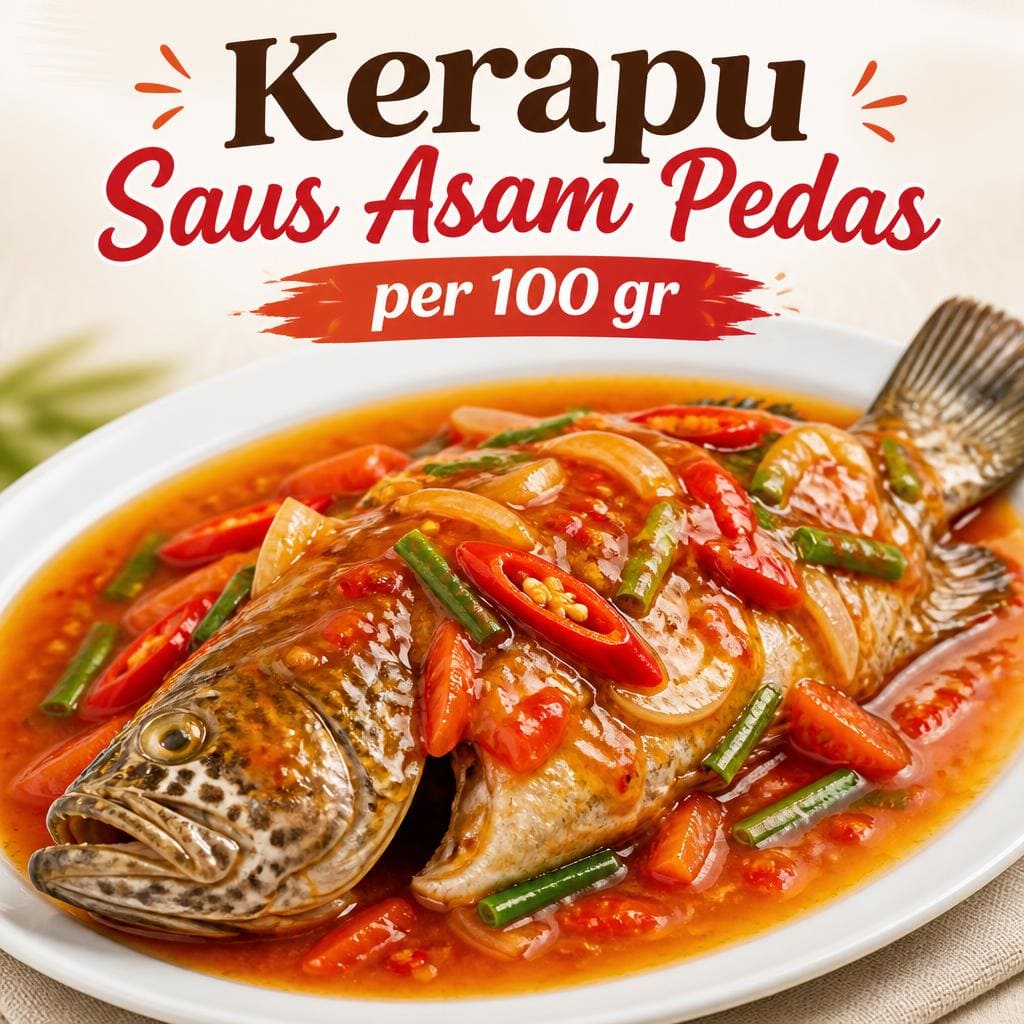 Kerapu Saus Asam Pedas per 100 gr Te Sate dengan saus asam pedas segar